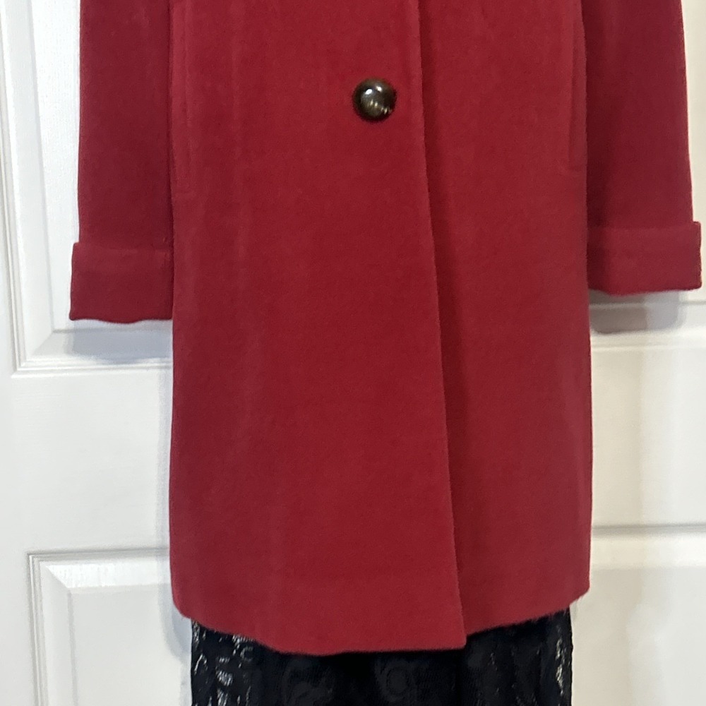 Cole Haan Angora Rabbit Hair Wool Blend Red Lined Long Coat Statement Luxury 8 - Picture 3 of 12